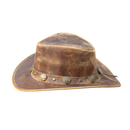 Falcon Suede Distressed Leather Cowboy Hat Men with Buffalo Coin Band - Vintage Womens Cowgirl Hat with Stylish Hat Band