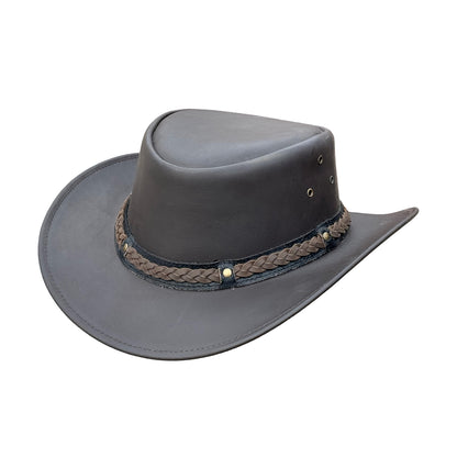 Falcon Suede Men's Genuine Leather Cowboy Hat - Stylish Braided Band Cowgirl Hat with Removable Chinstrap