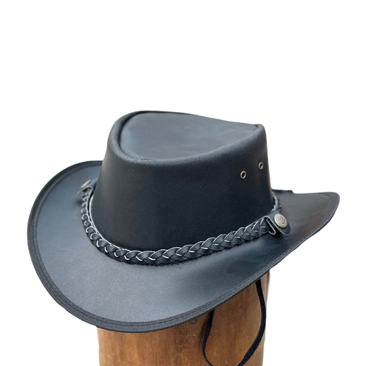 Falcon Suede Men's Shapeable Brim Cowboy Hat – Sleek Black Western Hat with Detachable Braided Band