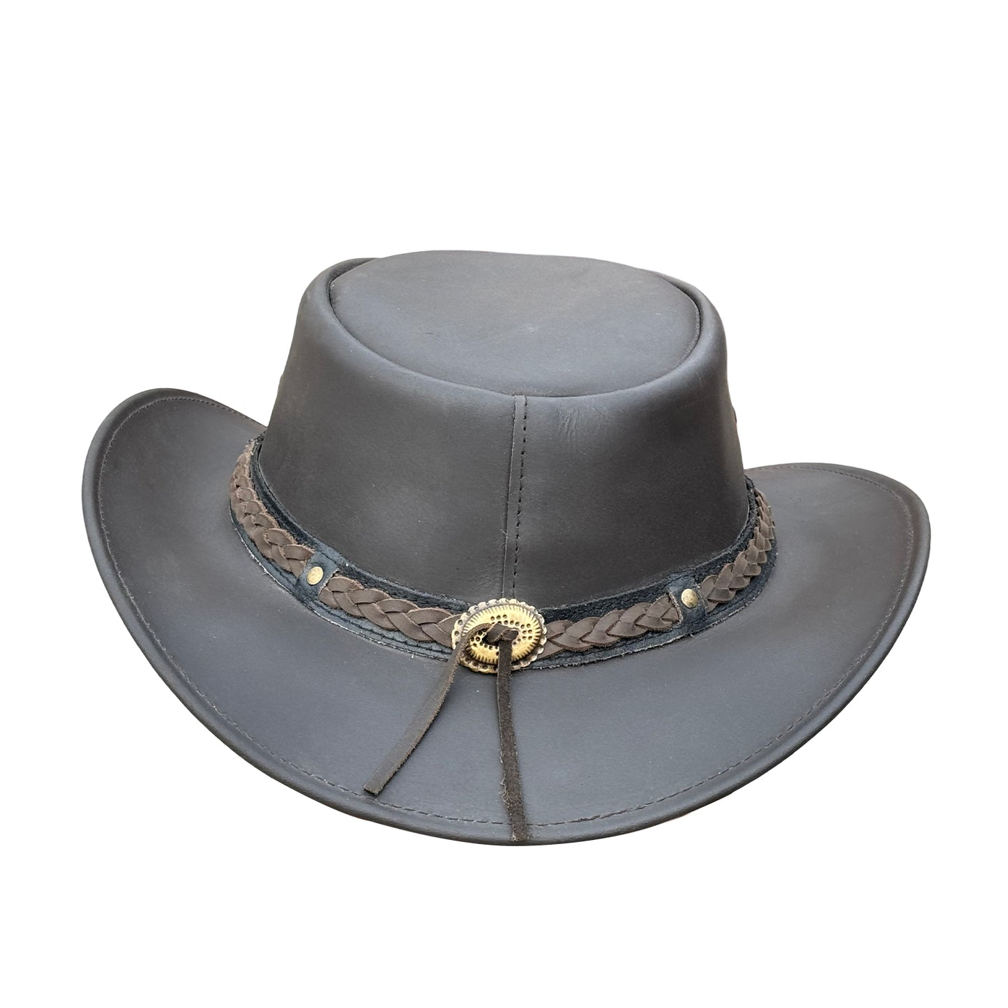 Falcon Suede Men's Genuine Leather Cowboy Hat - Stylish Braided Band Cowgirl Hat with Removable Chinstrap