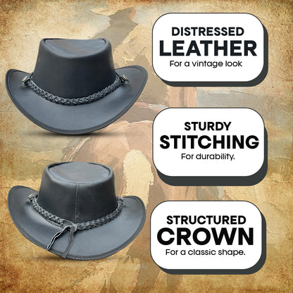 Falcon Suede Shapeable Brim Men's Cowboy Hats - Stylish Black Cowgirl Hat with Removable Braided Hat Band