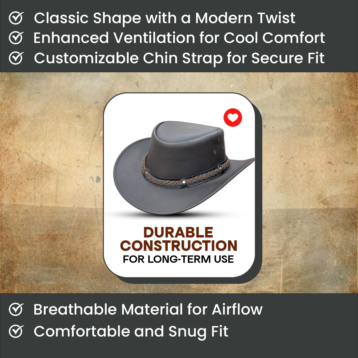 Falcon Suede Men's Genuine Leather Cowboy Hat - Stylish Braided Band Cowgirl Hat with Removable Chinstrap