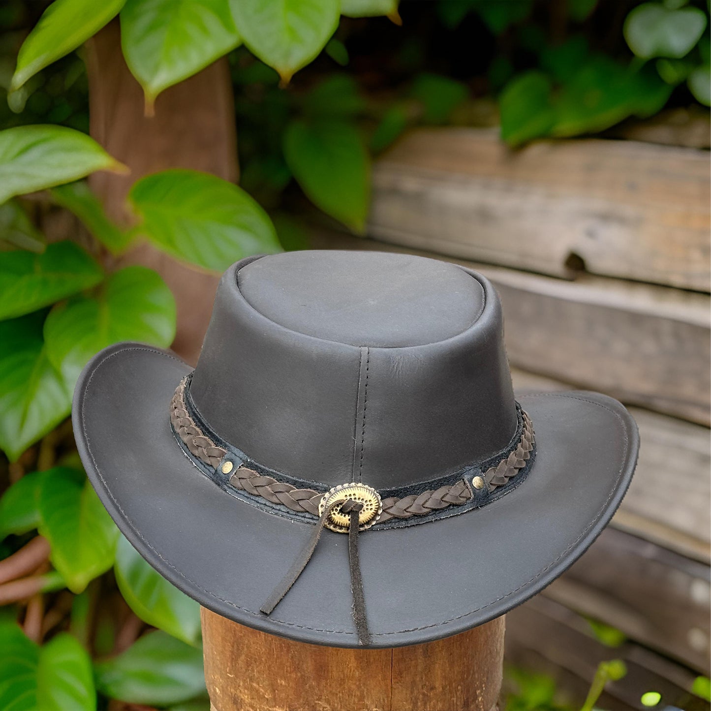 Falcon Suede Men's Genuine Leather Cowboy Hat - Stylish Braided Band Cowgirl Hat with Removable Chinstrap