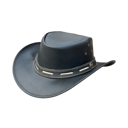 Falcon Suede Premium Black Leather Mens Cowboy Hat - Stylish Cowgirl Hat for Girls with Shapeable Brim