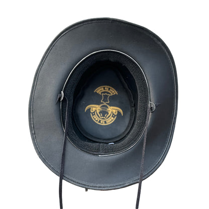 Falcon Suede Premium Black Leather Cowboy Hat Men with Conchos Band - Womens Cowgirl Hat with Shapeable Brim