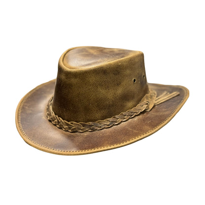 Falcon Suede Men's Rodeo Cowboy Hat - Genuine Distressed Leather Brown Cowgirl Hat with Removable Chinstrap