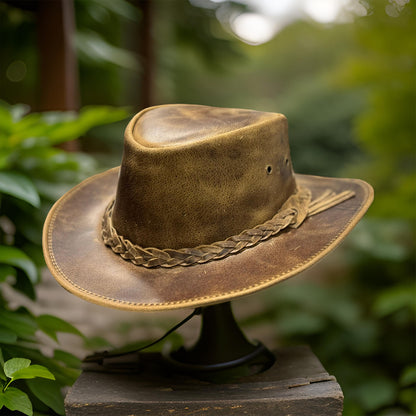 Falcon Suede Men's Rodeo Cowboy Hat - Genuine Distressed Leather Brown Cowgirl Hat with Removable Chinstrap