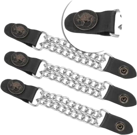 Black Buffalo Nickel Leather Vest Extender Motorcycle Biker Chain