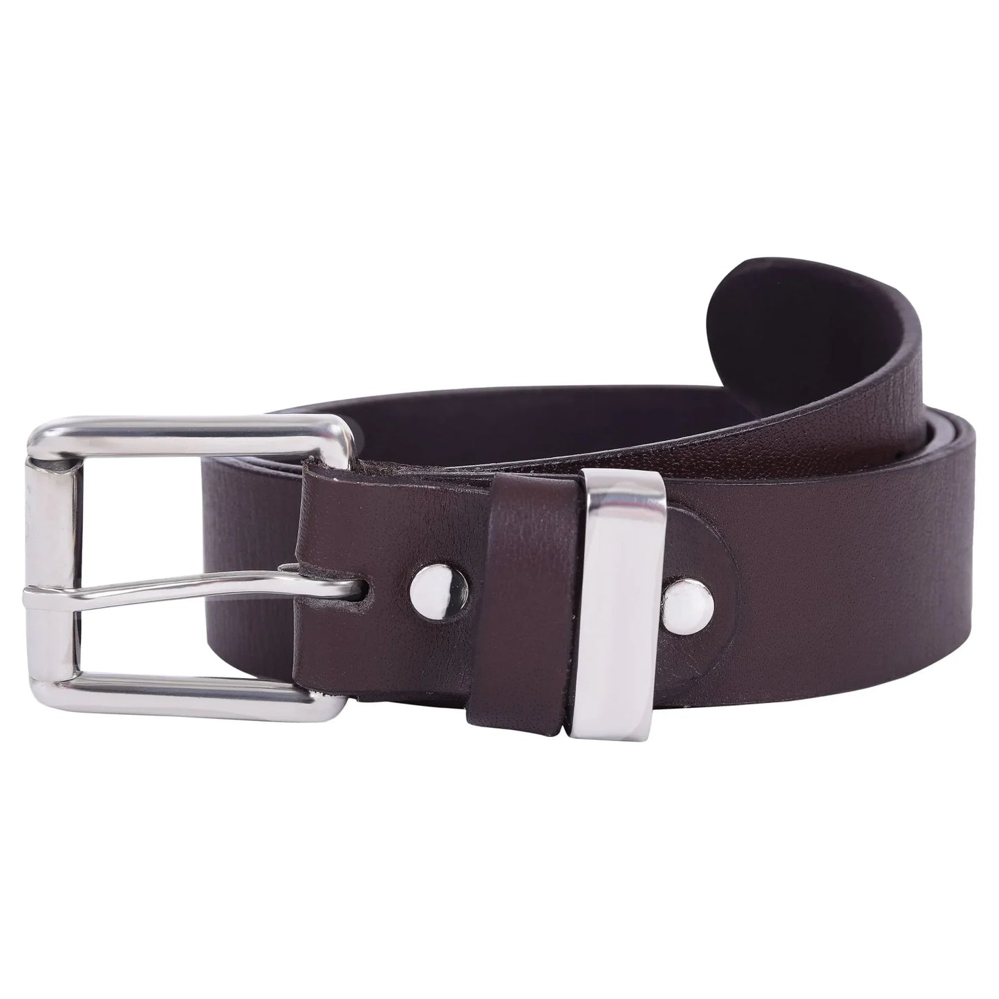 Leather Belt for Men's 1.5" Wide Top Grain Genuine Leather Roller Buckle Silver Workmen