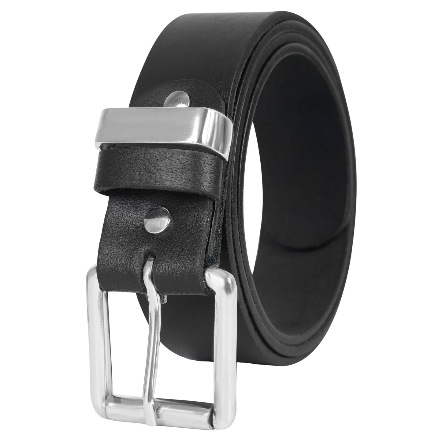 Leather Belt for Men's 1.5" Wide Top Grain Genuine Leather Roller Buckle Silver Workmen