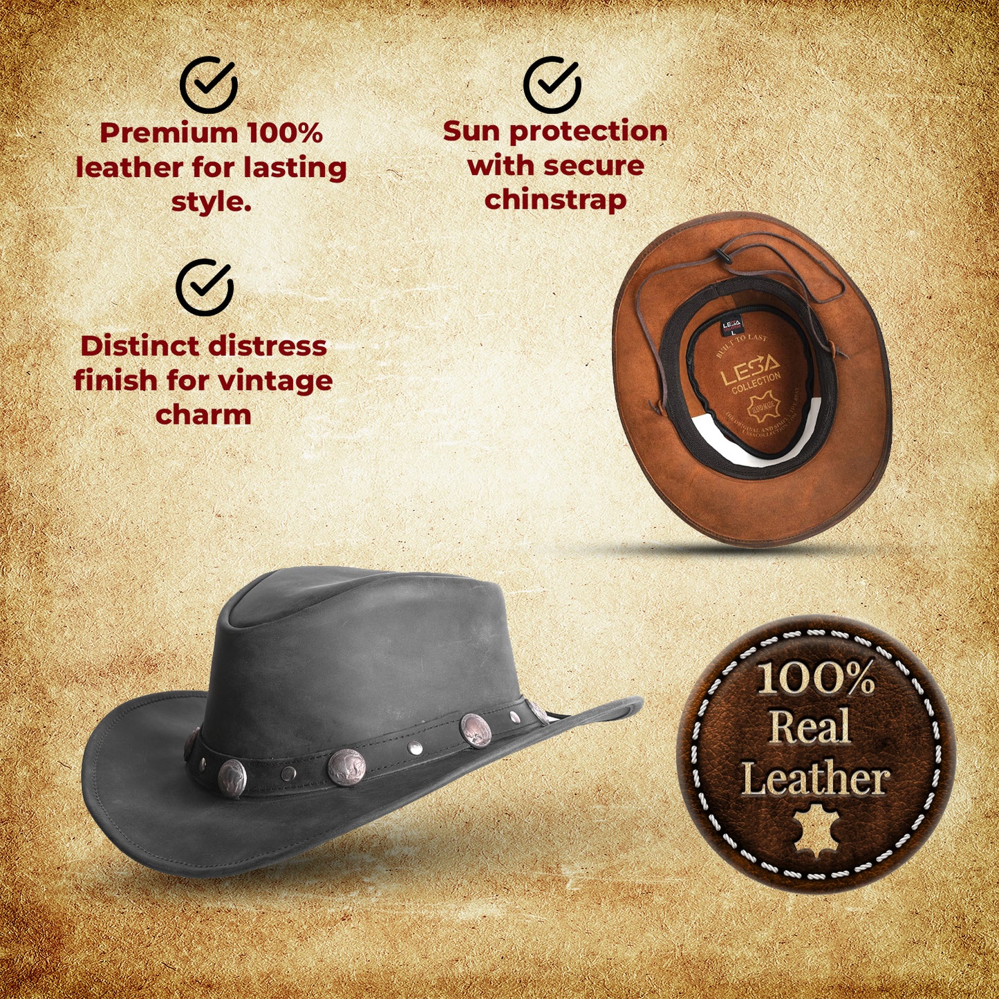 Shop brown Leather Hat