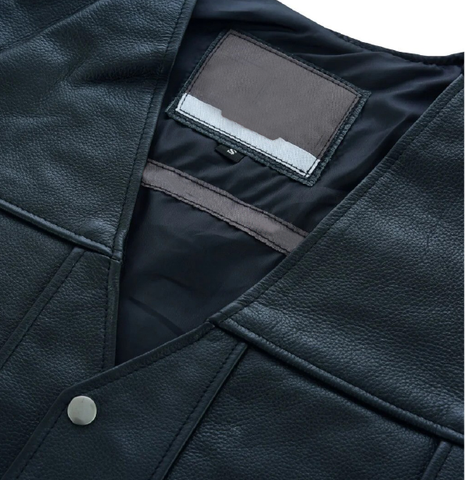 Men's Black Classic Vest with 10 Pockets, Snap Front and Gun Pockets on Side Panels