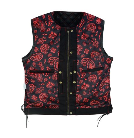 Red Thread Men's SOA Vest with Collar-less Design, Double Thread Club Vest and Concealed Gun Pockets