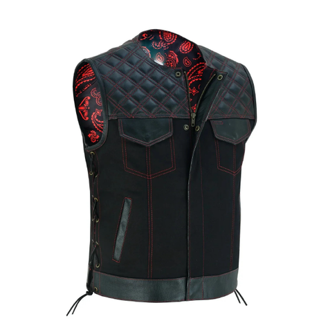 Red Thread Men's SOA Vest with Collar-less Design, Double Thread Club Vest and Concealed Gun Pockets