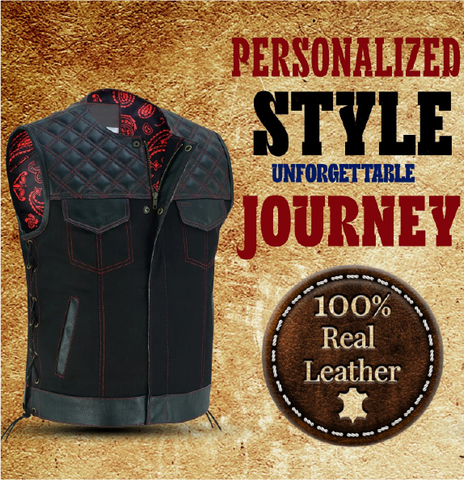 Red Thread Men's SOA Vest with Collar-less Design, Double Thread Club Vest and Concealed Gun Pockets