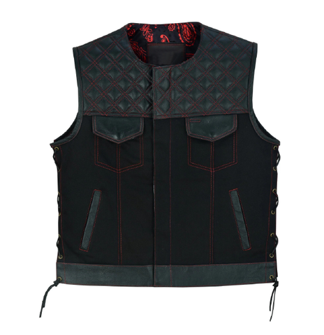 Red Thread Men's SOA Vest with Collar-less Design, Double Thread Club Vest and Concealed Gun Pockets