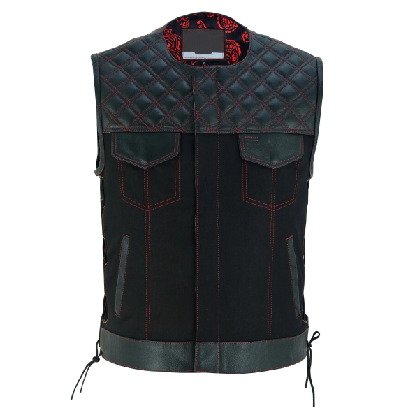 Red Thread Men's SOA Vest with Collar-less Design, Double Thread Club Vest and Concealed Gun Pockets