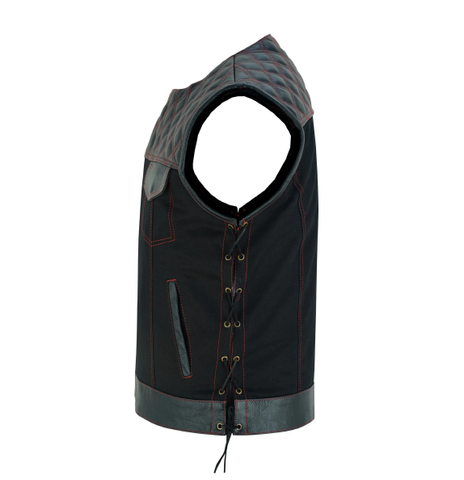 Red Thread Men's SOA Vest with Collar-less Design, Double Thread Club Vest and Concealed Gun Pockets