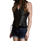 New Women's Classic Biker Real Cowhide Leather Vest Waistcoat