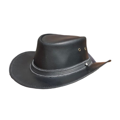 Falcon Suede Black Leather Cowboy Hat for Men - Stylish Womens Cowgirl Hat with Decorative Band