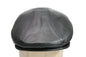 Men’s Genuine Cow Leather Ascot Cap – Classic Newsboy Ivy Flat Driver Hat in Black