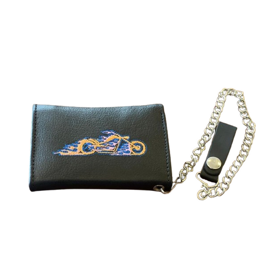 Handcrafted Black Leather Biker Wallet with Chain | Genuine Leather Wallet